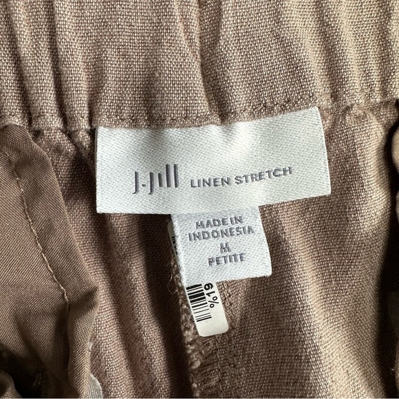 J. Jill Linen Stretch Elastic Waist Pull-On Cropped Pants, Beige Tan, MP - Picture 3 of 8